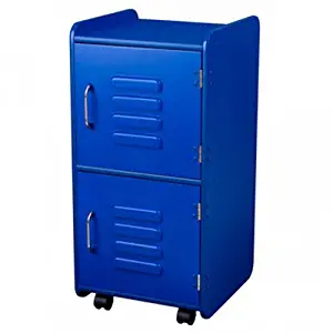 KidKraft Painted Wood Medium Storage Locker On Wheels with Two Compartments - Blue