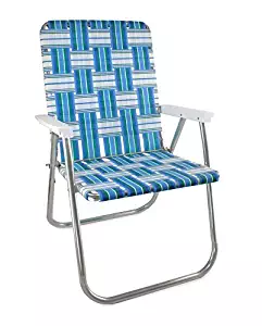 Lawn Chair USA Webbing Chair (Deluxe, Sea Island with White Arms)