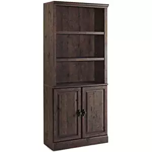 Better Homes and Gardens Crossmill Bookcase with Doors, 3 adjustable shelves 2 doors (Heritage Walnut)