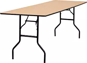 Flash Furniture 30'' x 96'' Rectangular Wood Folding Banquet Table with Clear Coated Finished Top