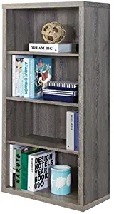 Atlin Designs 4 Shelf Bookcase with Adjustable Shelf in Dark Taupe