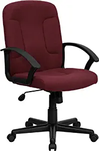 Flash Furniture Mid-Back Burgundy Fabric Executive Swivel Chair with Nylon Arms