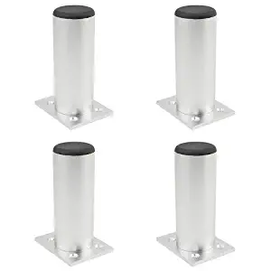 TOVOT 4 PCS Furniture Cabinet Metal Legs Stainless Steel Kitchen Feet Round Black and Silver