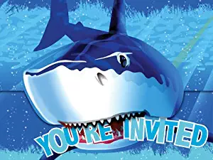 8-Count Party Invitations, Shark Splash Birthday