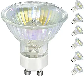 GU10 Bulb, 6 Pack Halogen GU10 120V 50W, Dimmable, MR16 GU10 Light Bulb with Long Lasting Lifespan, gu10+c 120v 50w for Track&Recessed Lighting, Gu10 Base Bulb, W50MR16/FL/GU10 (Clear Light Cup)