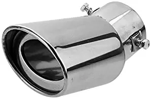 UniversalCar Round Silver Stainless Steel Chrome Exhaust Tail Muffler Tip Pipe for 1.5-2.2L Accessorie