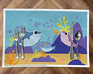 Shark Family Baby Disposable Placemats for Table Top by abby + park | 60 Mats for Baby & Toddler. Perfect to use as Restaurant Placemats! BPA-Free, Eco-Friendly, and Sticks to Table to Avoid Germs