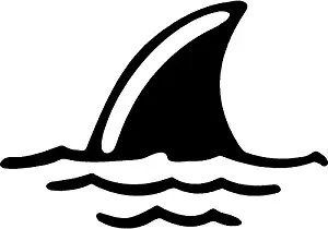 Shark Fin in Water Vinyl Decal Sticker | Cars Trucks Vans Walls Laptops Cups | Black | 5.5 inches | KCD980