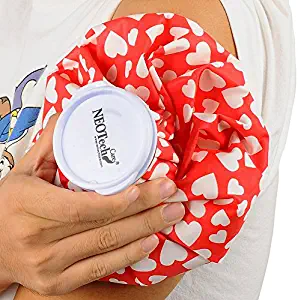 Neotech Care Ice Bag for Injuries, Swelling, Headache, Pain Relief, First Aid - Cold Pack Screw Top Lid - Reusable, Refillable, Flexible & Waterproof Pouch/Bladder Style (8 inch, Heart Design)