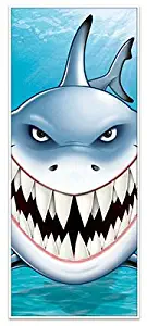 Scary Shark Attack Door Cover - Banner - 30" X 60" Ocean Shark Tank Week Party Decor Decorations