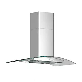 Futuro Futuro Moon Crystal 42 Inch Island-mount Modern Range Hood - Italian Desing Vent Hood - Stainless Steel & Glass, LED, Ultra-Quiet, with Blower