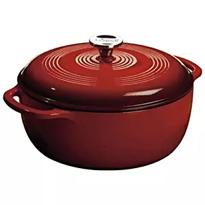 Lodge 6 Quart Enameled Cast Iron Dutch Oven. Classic Red Enamel Dutch Oven with Self Basting Lid . (Island Spice Red) (Certified Refurbished)
