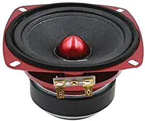 DS18 PRO-X4.4BM Loudspeaker - 4", Midrange, Red Aluminum Bullet, 200W Max, 100W RMS, 4 Ohms - Premium Quality Audio Door Speakers for Car or Truck Stereo Sound System (1 Speaker)