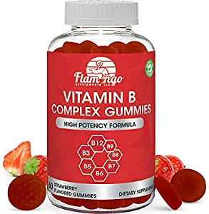 Vitamin B Complex Gummies: Vitamin B12, B7 (Biotin), B6, B3 (Niacin), B5, B6, B8, B9 (Folate). Supports Prenatal- Vegan Diet- Older Adults - Hair Skin Nails - Energy - Strawberry- Two Month Supply