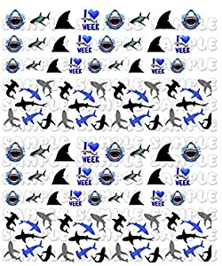 50+ Sharks - Assorted Water Slide Nail Decals