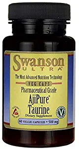 Swanson Amino Acid Ajipure Taurine Pharmaceutical Grade 500 Milligrams 60 Veg Capsules