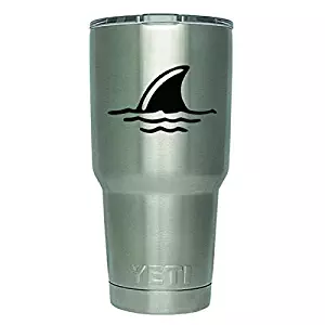 DD329 2 Pack- Shark Fin in Water Decal Sticker (Decal ONLY Cup NOT Included) | 3 inches | Premium Quality Black Vinyl | Yeti RTIC Orca Ozark Trail Tumbler Decal