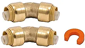 1/2" 45deg Elbow U648LF with Disconnect Clip - Lead Free Brass Coupling for Copper, PEX, CPVC, HDPE and PE-RT Residential or Commercial Plumbing - 100% Satisfaction Guarantee (2 Pack)