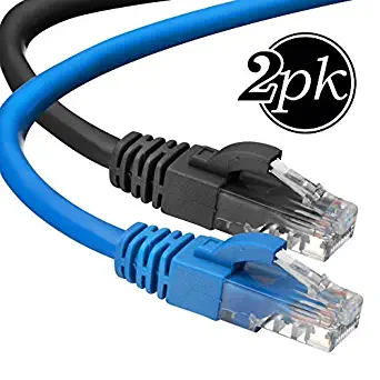 Cat6 Ethernet Cable, 20 Feet (2 Pack) Lan, UTP (6 Meters) Cat 6, RJ45, Network, Patch, Internet Cable - 20 ft