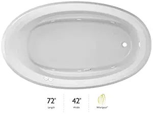Jacuzzi J3D7242WRL1XXW WRL 1XX 72-Inch x 42-Inch Signature Drop in Whirlpool Bathtub with 6 Jets, Air Controls, Right Drain and Left Pump