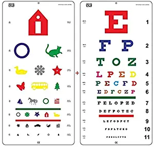 Top Quality Snellen Color Eye Chart, Pediatric Color Vision Eye Chart, Size 22 x 11 Inch Each Combo Pack.