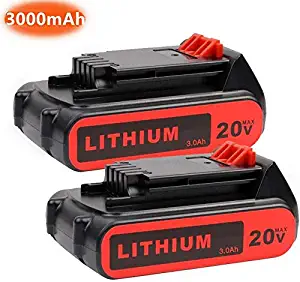 2PACK LBXR20 Battery 3.0Ah Replace for Black+Decker 20V Battery 20V Max Lithium LB20 LBX20 LST220 LBXR2020-OPE LBXR20B-2 LB2X4020 Cordless Tool Battery