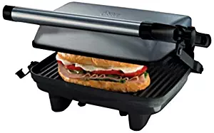 Oster CKSTPA2880 220 to 240-volt Compact Grill Sandwich Maker, Small, Silver