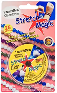 Stretch Magic Elastic Cord – Bead and Jewelry Making – 1 Millimeter Diameter – 25 Meters – Clear Color