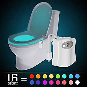 16 colors LED Toilet Bathroom Night Light Human Motion Activated Seat Bowl Sensor Lamp (Multi-colored)