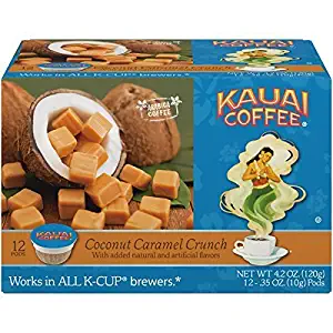 Kauai Single Serve, Keurig-Compatible Coffee, Coconut Caramel Crunch Flavor – 100% Premium Arabica Coffee from Hawaii’s Largest Coffee Grower, Keurig-Compatible Cups - 72 Count