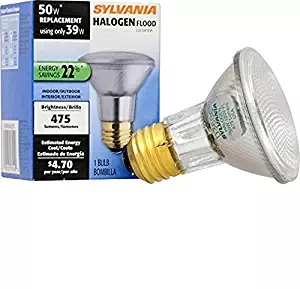 SYLVANIA 16104 2-PACK Capsylite Halogen Dimmable Lamp / PAR20 Flood Light Reflector / 50W replacement/Medium base E26 / 39 Watt / 2850 K – warm white