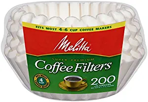 Melitta 4-6 Cup Basket Coffee Filters, White, 200 Count (Pack of 6)
