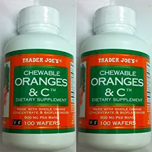 2 Bottles Trader Joe's Chewable Oranges & C Dietary Supplement
