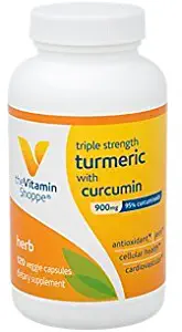 Triple Strength Turmeric with Curcumin 900mg, Supports Joint Mobility Provides Antioxidant Benefits 5mg Bioperine to Enhance Nutrient Absorption Once Daily (120 Capsules) by the Vitamin Shoppe