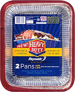Reynolds Disposable Heavy Duty Roaster Pans with Lids - 12x9", 3 Packages of 2 Pans (6 Total)