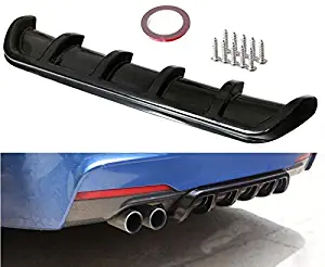 Auto part 26"x5" Matte Black Universal ABS Rear Shark 6 Fin Curved Bumper Lip Diffuser Kit