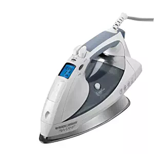 Black & Decker D6000 All-Temp Steam Iron with Stainless-Steel Soleplate, White/Grey