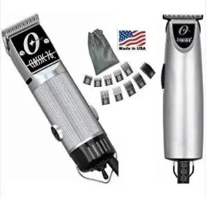 Combo Limited Edition Oster 76 and T Finisher Silver Clipper and Trimmer and 10 pc Universal Clipper Guide Set.