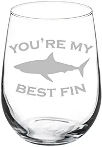 Wine Glass Goblet Best Friend You're My Best Fin Shark (17 oz Stemless)