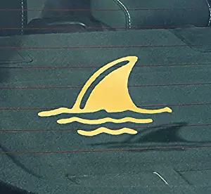 GS2085 Shark Fin in Water- Die Cut Vinyl Window Decal/Sticker for Car or Truck | 3.5-Inches by 6-Inches | Premium Quality Gold Vinyl Decal