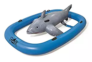 Bestway H2OGO! Tidal Wave Shark Pool Lake Inflatable Summer Party Ride-On Float 10Ft with Heavy-Duty Handles, Blue/Gray