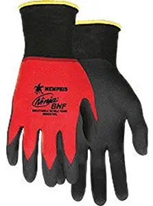 Memphis XL Ninja BNF 18 Gauge Palm And Fingertip Coated Work Gloves With Red Seamless Knit Nylon And Spandex Liner