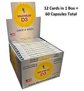 Maximum D3 13,000 IU Box, 60 Capsules Total (1 Box with 12 Cards x 5 Capsules per Card), 60-Weeks Supply