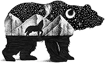 Sticker Art Aesthetic Vinyl Stickers | Outdoor Wilderness Camping Travel Hiking Colorado Snow Mountain Woods Wolf Bear Cabin Moon| Large Waterproof Decal for HydroFlask Water Bottle Laptop Car Bumper