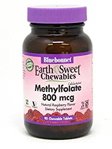Bluebonnet Earth Sweet Cellular Active Methylfolate 800 mcg Chewable Tablets, 90 Count