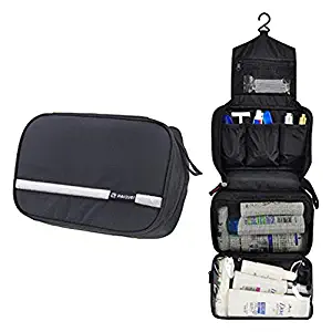 Relavel Travel Toiletry Bag Business Toiletries Bag for Men Shaving Kit Waterproof Compact Hanging Travel Cosmetic Pouch Case for Women Black