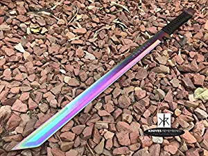 Knives Remembered Monogram Sword, Custom Sword, Ninja Sword, Hunting Machete, Personalized Sword, Engraved Swords, Ninja Machete (Rainbow)