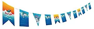 Oriental Trading Company Shark Jawsome Birthday Party Garland - Card Stock Pennant Decoration Banner - Shark Party Supplies