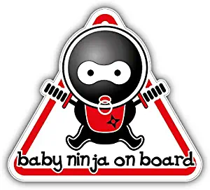 novland Baby Ninja On Board Sign Car Sticker Decal 5'' x 5''