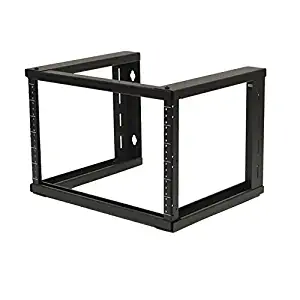 NavePoint 6U Wall Mount Open Frame 19 Inch Server Equipment Rack Threaded 16 inch Depth Black